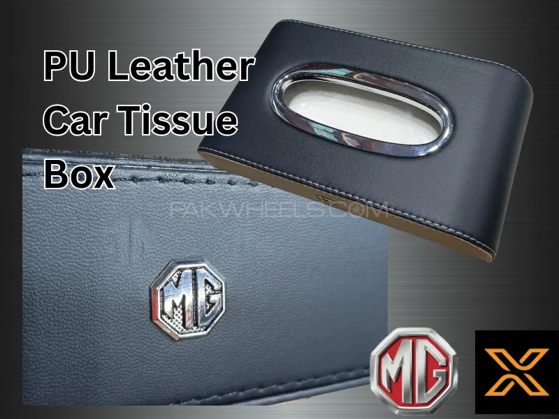 Premium High-Quality, Black PU Leather Tissue Box for All Kinds of MG Cars / SUV with Logo Image-1