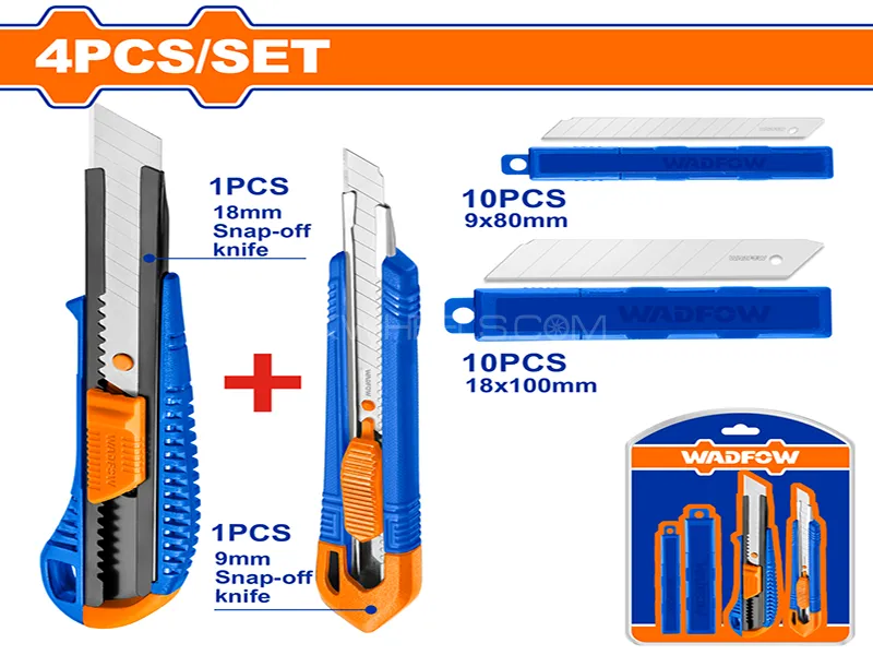 WADFOW 4 Pcs Snap-Off Blade Knife Set WSK2204 Image-1