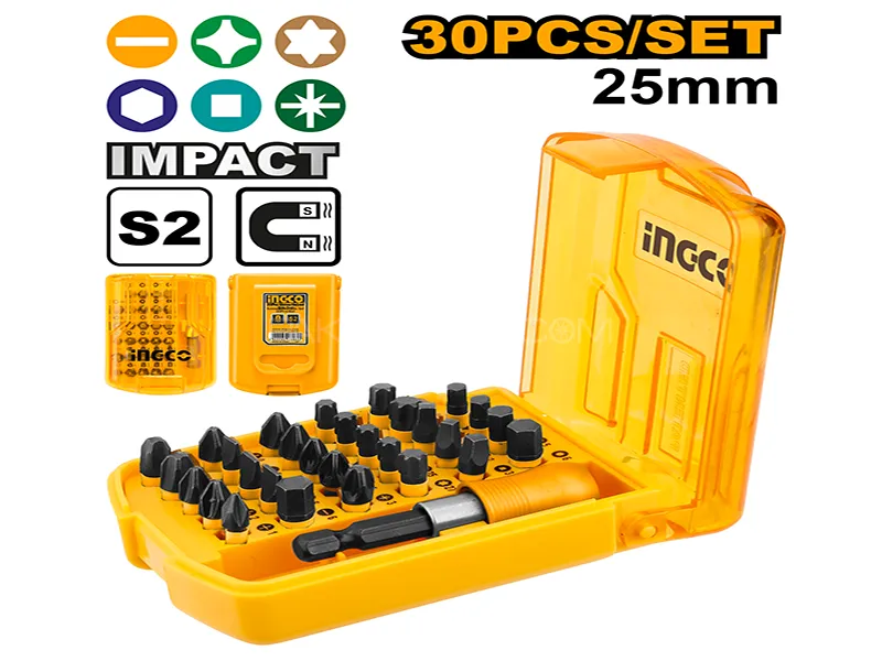 INGCO 30 Pcs 25Mm Impact Screwdriver Bits Set Model AKSD68303 Image-1