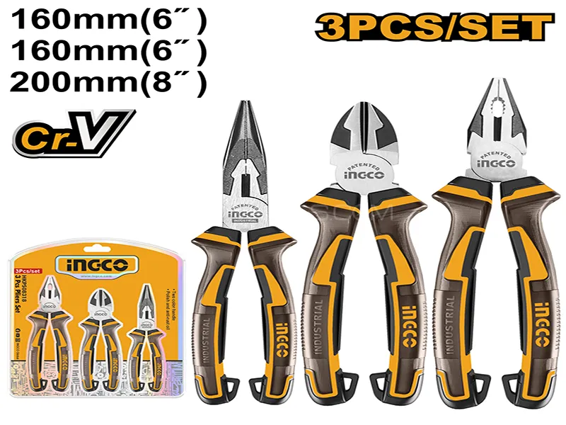 INGCO 3 Pcs Pliers Set Model HKPS28318 Image-1