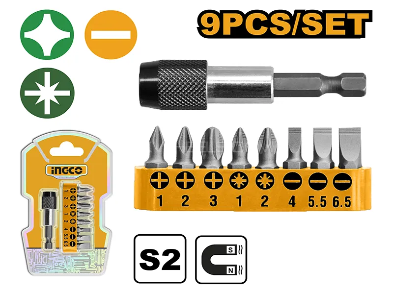 INGCO 9 Pcs Screwdriver Bits Set Model AKSD0071 Image-1