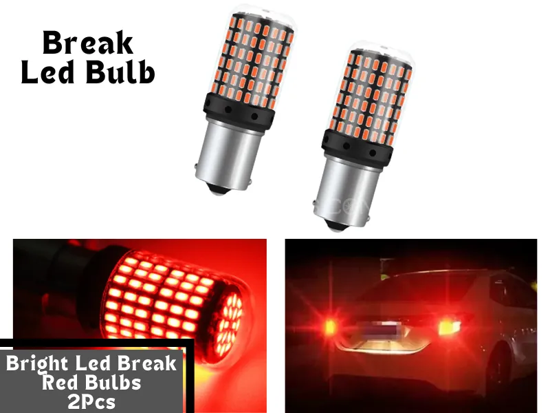 2Pcs Ultra Bright Car Break Light Bulbs | Red Break light High Quality Bulb Round Fitting 12V LED