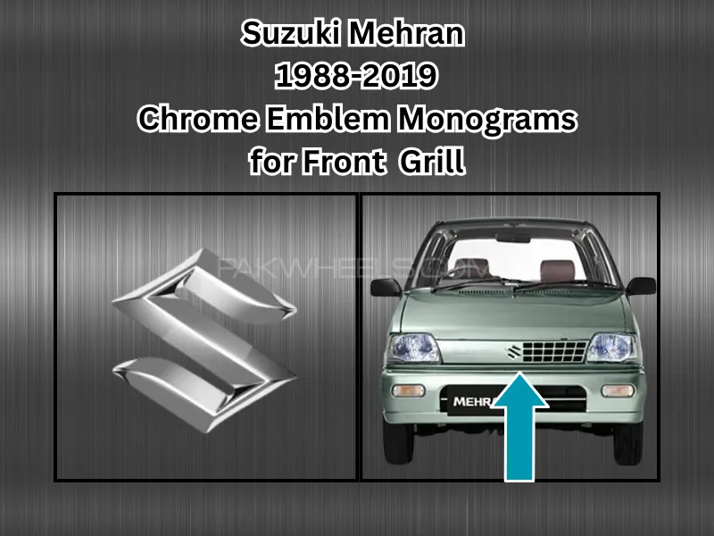 Suzuki Mehran  1988-2019  Chrome Emblem Monograms  for Front  Grill Image-1