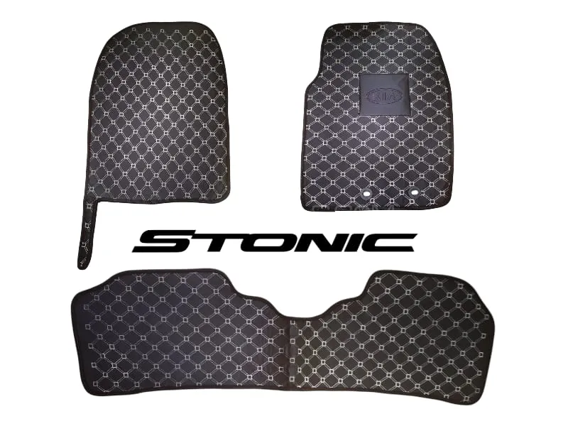 Kia Stonic 7D Floor Mat Set Beige Cross Stitched 3pcs Image-1