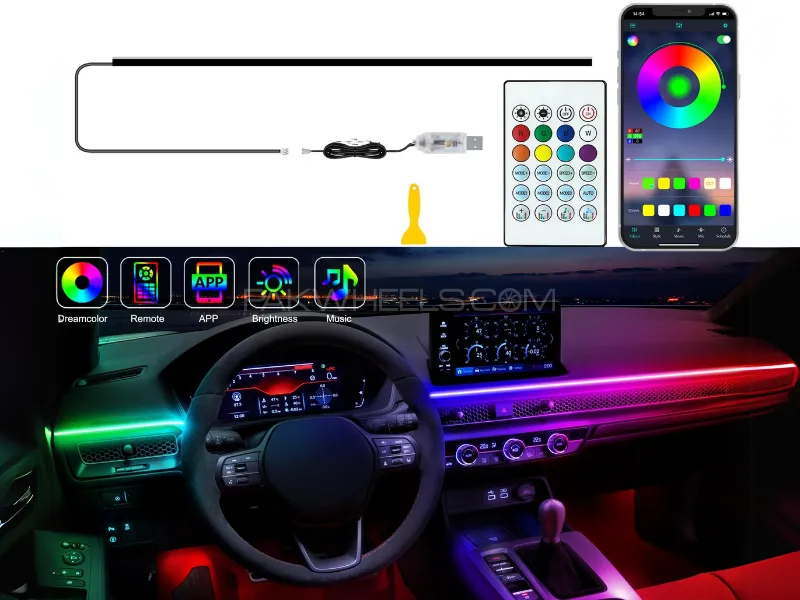 1Pc Dashboard Dynamic LED Ambiance Strip Lights | LED Strip Interior Light RGB | LED Strip Ambient 1Pc Dashboard Dynamic LED Ambiance Strip Lights | LED Strip Interior Light RGB | LED Strip Ambient Image-3