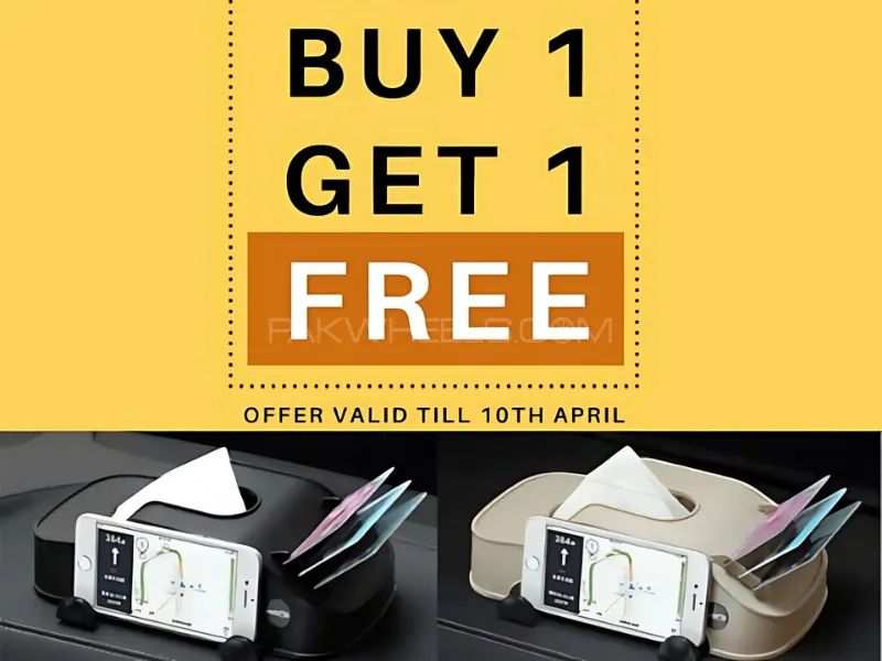 Buy 1 Get 1 Free! ABS Car Dashboard Tissue Box with Mobile & Card Holder (3-in-1) Image-1