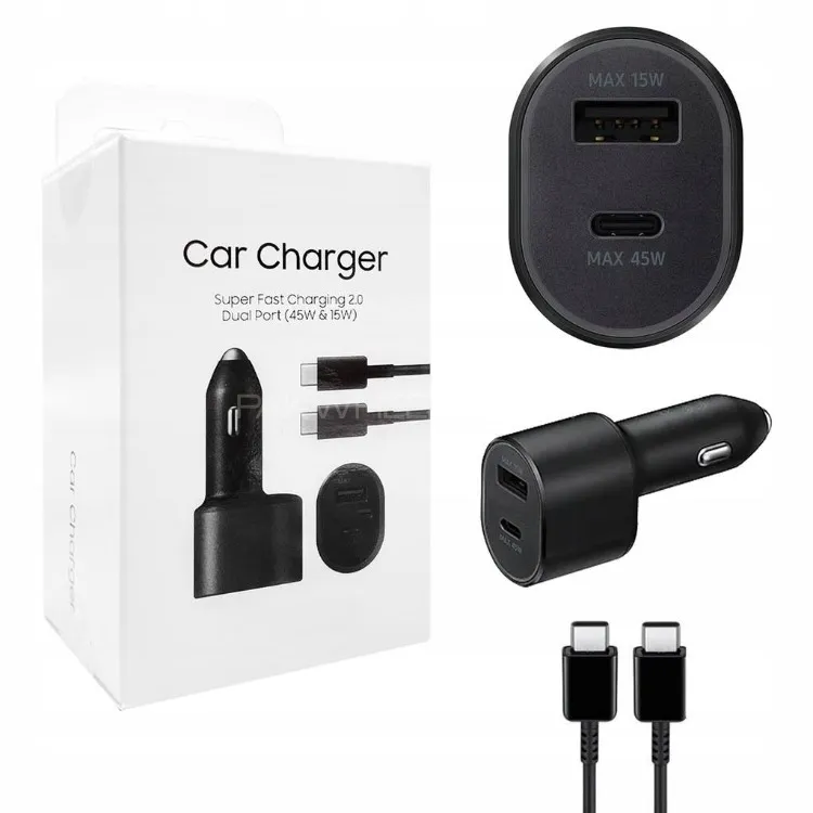 Samsung 45w Pd 15w Usb + 45w Type C Dual Super Fast Car Charger With Cable Image-1