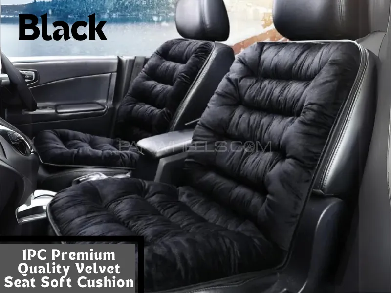 1Pc Car Seat Cover (Black) Velvet Car Safety Cushion Pure Cotton Luxury Universal Thick Universal Image-1