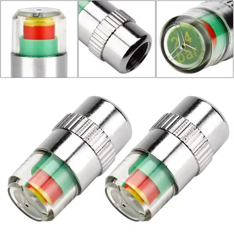 Universal Car Tire Pressure Valve Stem Caps Sensor 3 Colors Alarm Tire Indicator 4Pcs Set Image-1
