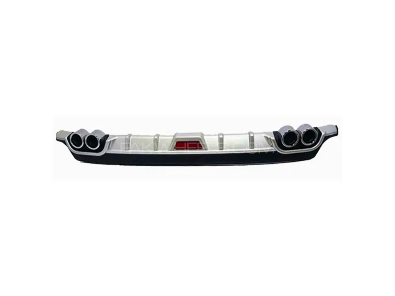 Car Rear Bumper Diffuser Universal Fitting Kantara Design With Reflector With Double Exhaust  Image-1