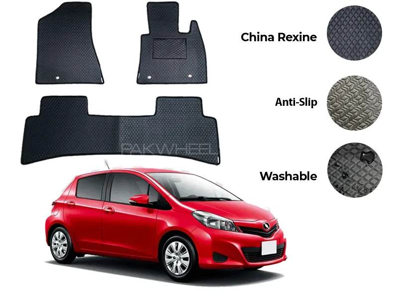 Toyota Vitz China Rexine Floor Mat 3PCS - Model 2005-2011 Image-1