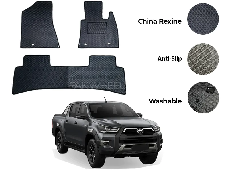 Toyota Hilux Vigo / Revo / Rocco China Rexine Floor Mat 3PCS - Model 2016-2025 Image-1