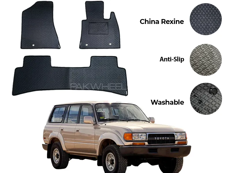 Toyota Land Cruiser China Rexine Floor Mat 3PCS - Model 1990-1998 Image-1