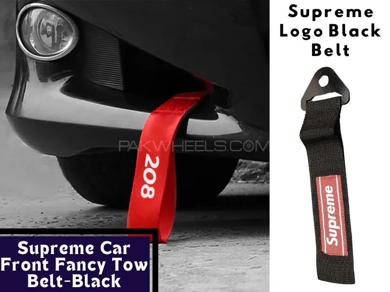 Universal Supreme Black Strap Car Bumper Towing Hook | Car Towing Strap Front & Rear Bumper Hook Image-1