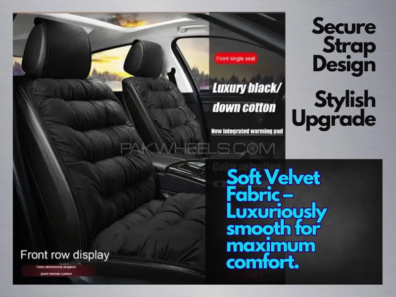 1Pc Car Seat Cover (Black) Velvet Car Safety Cushion Pure Cotton Luxury Universal Thick Universal Se Image-1
