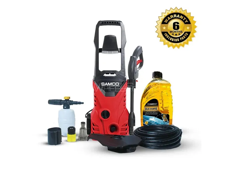 Samco High Pressure Washer 1400 Watts (110 Bar) with Samco Solar Cleaning Shampoo Image-1