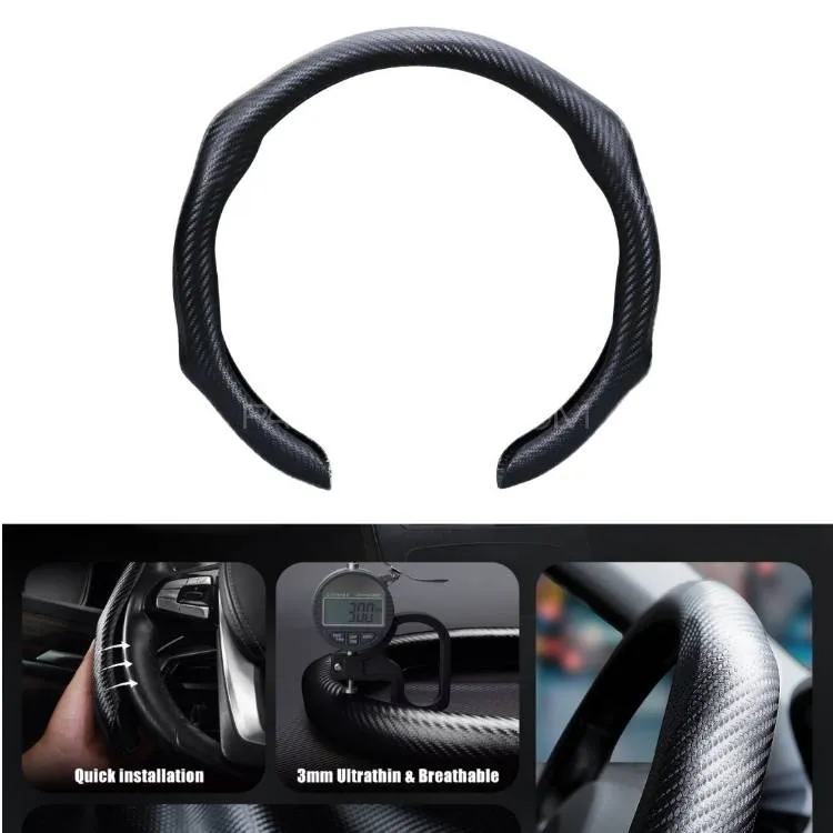 5D Matte Carbon Fiber Car Steering Wheel Cover - Carbon Black/Red 5D Matte Carbon Fiber Car Steering Wheel Cover - Carbon Black/Red Image-4