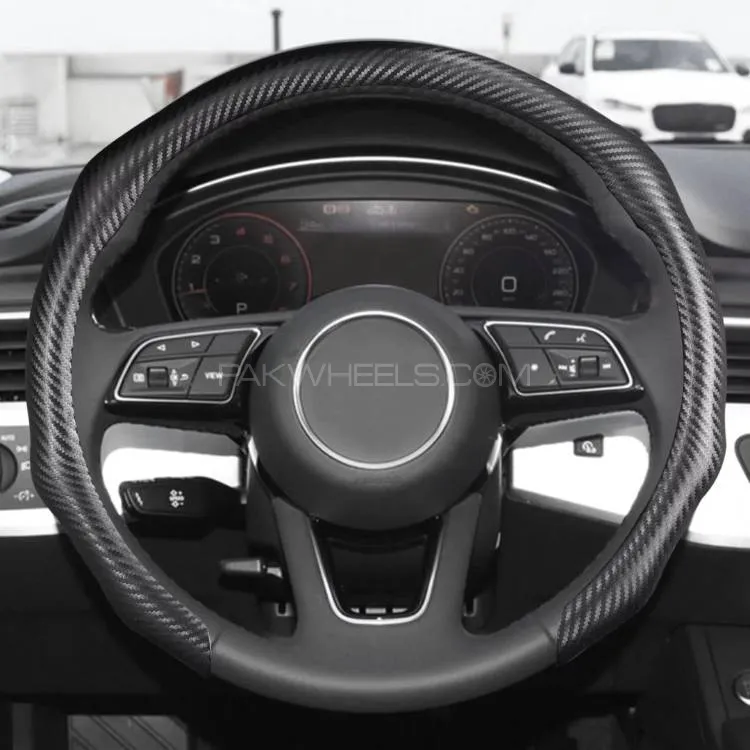 5D Matte Carbon Fiber Car Steering Wheel Cover - Carbon Black/Red 5D Matte Carbon Fiber Car Steering Wheel Cover - Carbon Black/Red Image-6