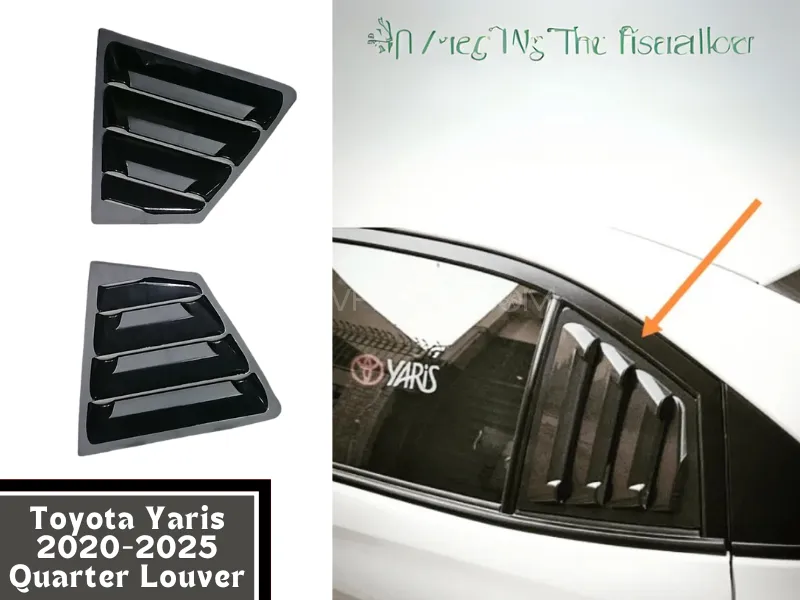 Toyota Yaris 2020-2025 Quarter Glass Louvers in Glossy Black Color | Lamborghini Style Vents Image-1
