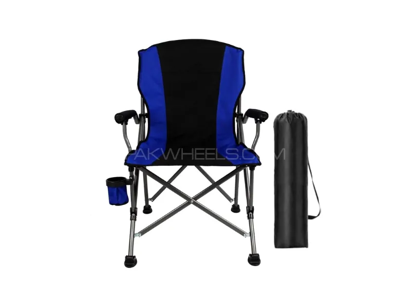 Zingfix Portable Folding Chair – Ideal for Travel & Camping (Blue-Black) Image-1