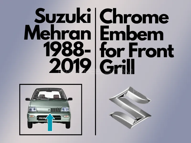 Suzuki Mehran 1988-2019 Chrome Emblem Monograms for Front Grill Image-1