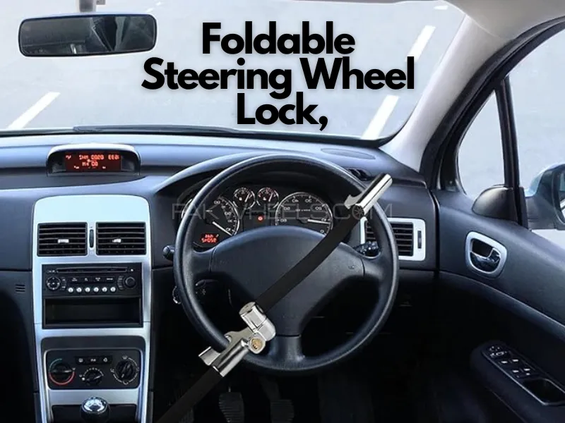 Foldable Steering Wheel Lock Anti-Theft Device Double Hook Image-1