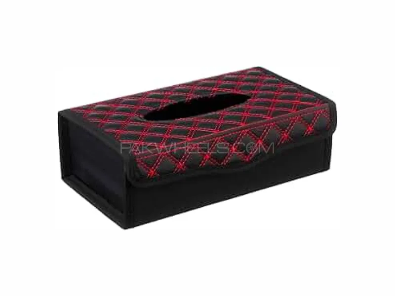 Classic Duo Tone Tissue Box Cover – Black & Red Image-1