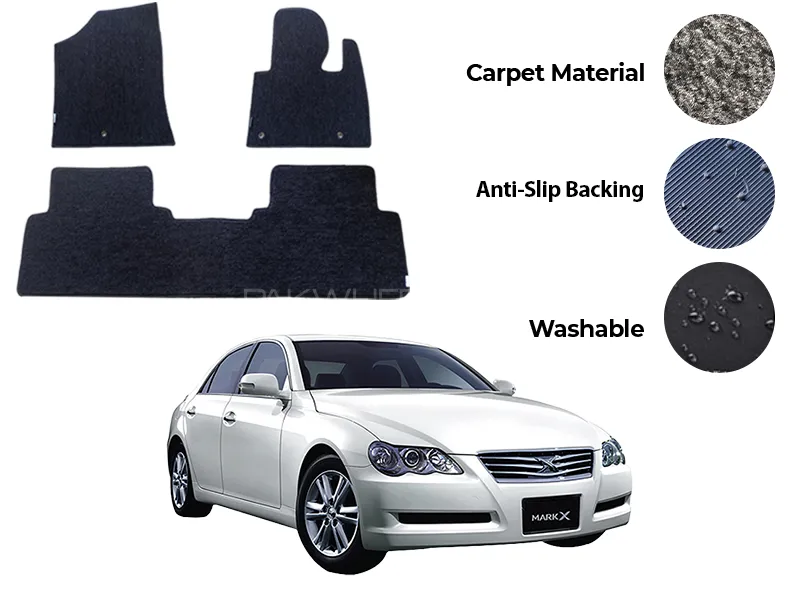 Toyota Mark X Genuine Fitting Carpet Floor Mat 5PCS - Model 2004-2009 Image-1
