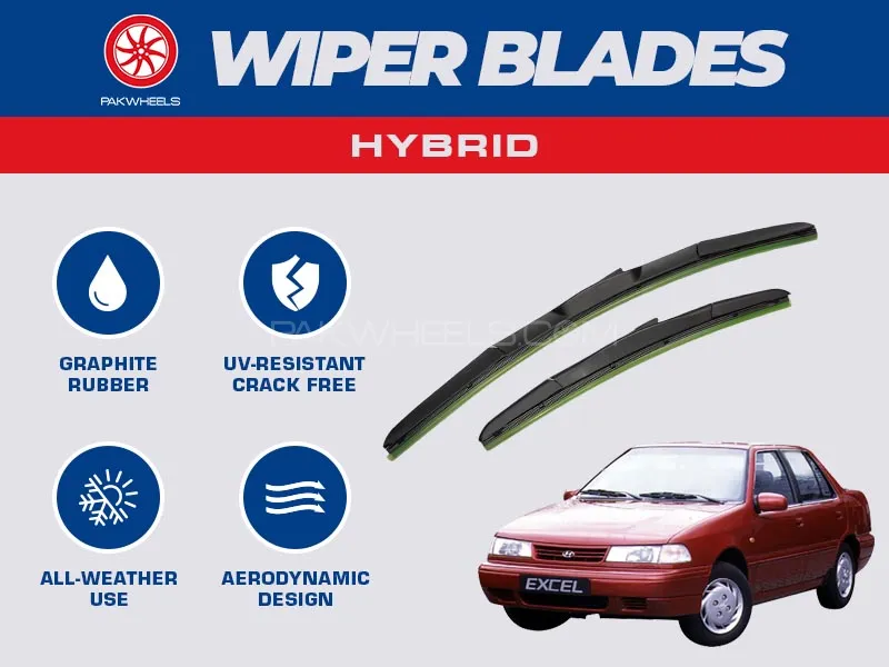 PakWheels Hybrid Wiper Blades For Hyundai Excel Image-1
