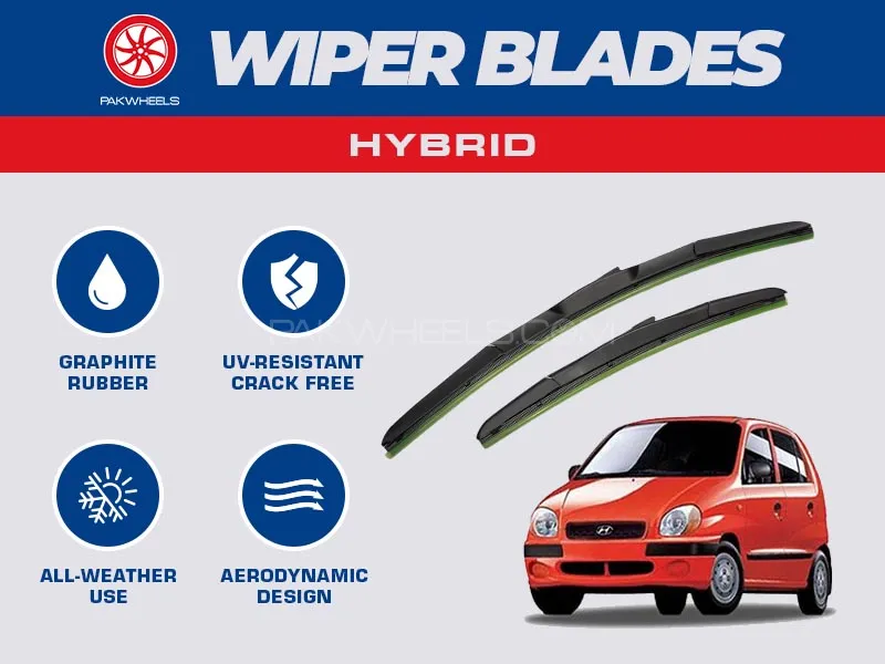 PakWheels Hybrid Wiper Blades For Hyundai Santro Image-1