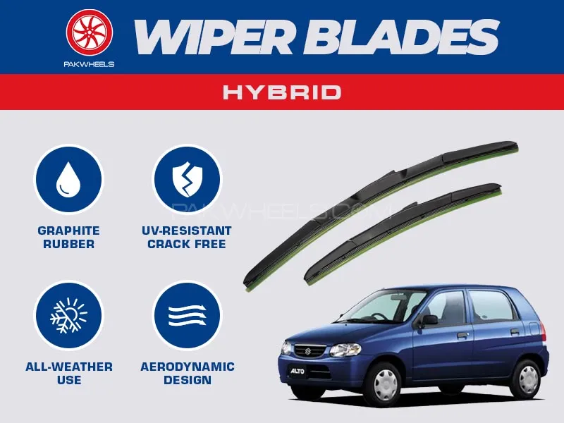 PakWheels Hybrid Wiper Blades For Suzuki Alto 2005 - 2018 Image-1