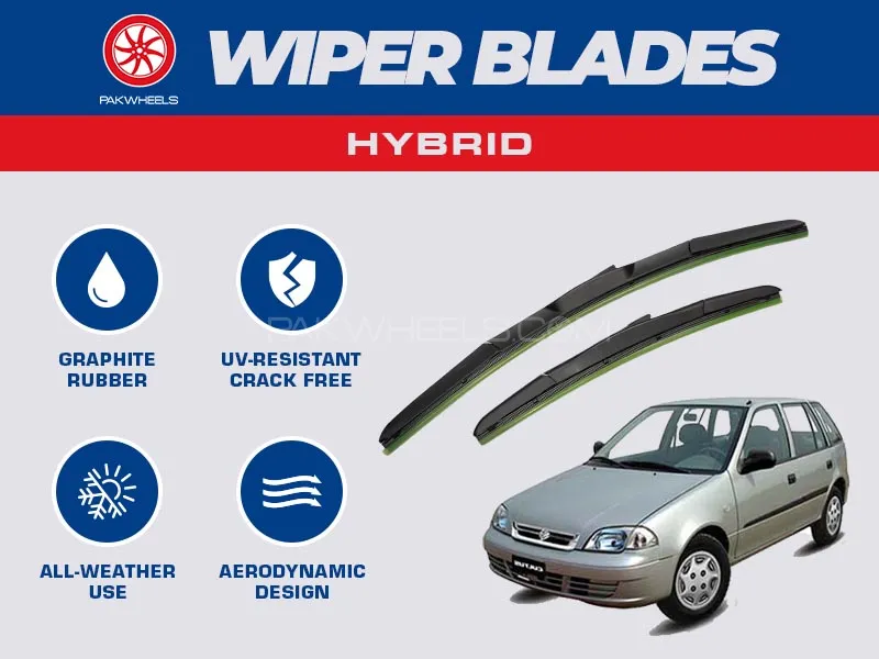 PakWheels Hybrid Wiper Blades For Suzuki Cultus 2007 - 2016 Image-1