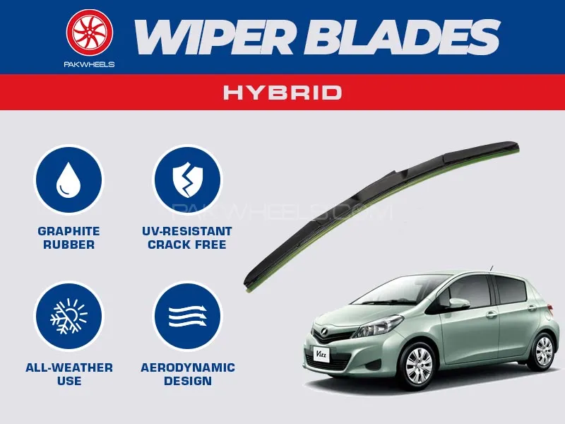PakWheels Hybrid Wiper Blades For Toyota Vitz 2011 - 2020 | 28 Inch OEM Size Image-1