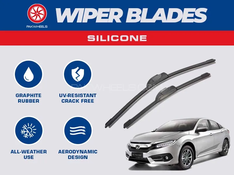 PakWheels Silicon Wiper Blades For Honda Civic 2016 - 2021  Image-1