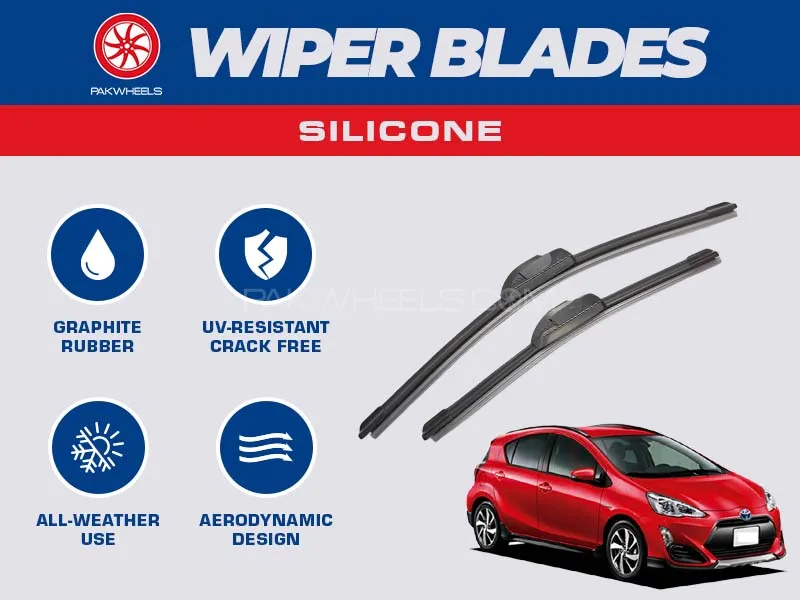 PakWheels Silicon Wiper Blades For Toyota Aqua 2012 - 2020 Image-1
