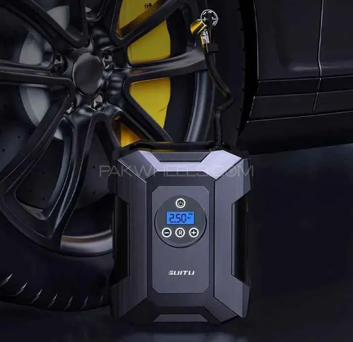 Versatile Portable Air Compressor Pump with Digital Gauge  Automatic Filling ABS Plastic Non-Waterproof With LED Light For Cars, Motorcycles, Bicycles, beds, pools, balls and other inflatables Image-1