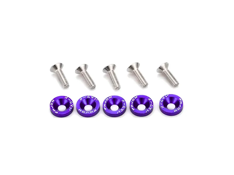 JDM Style Aluminum Washers – Pack of 5 (Purple) Image-1