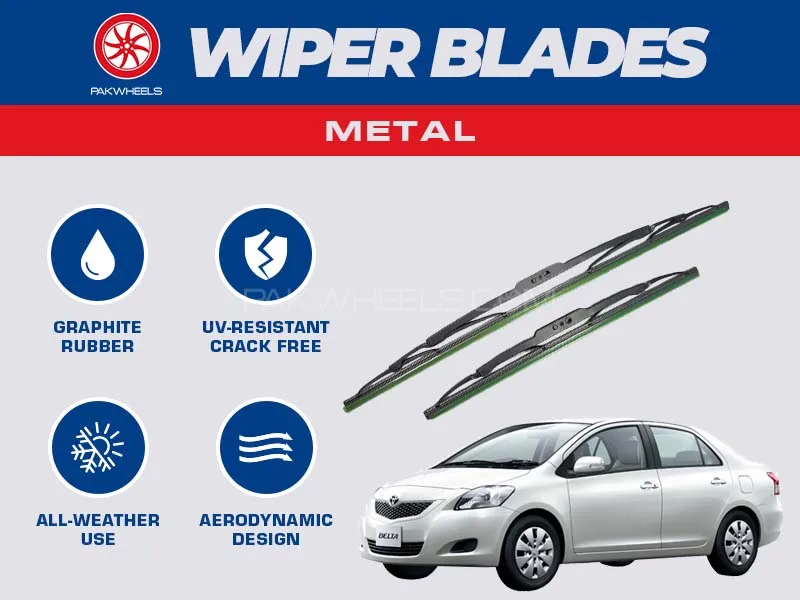 PakWheels Metal Wiper Blades For Toyota Belta Image-1