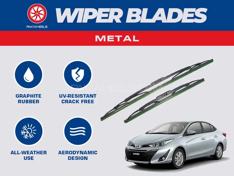 PakWheels Metal Wiper Blades For Toyota Yaris Image-1