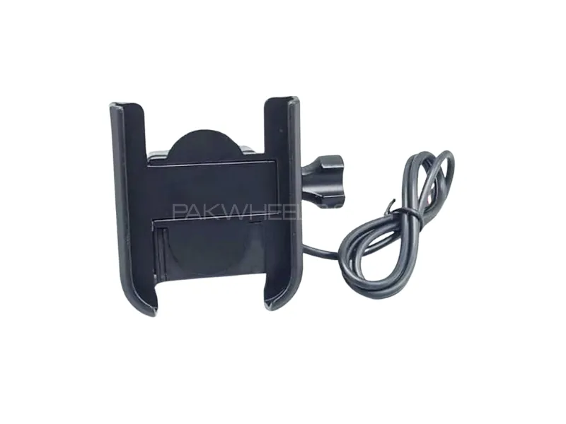 Aluminium Mobile Holder with Charger for Motorcycles Image-1