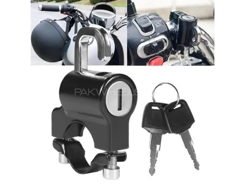 Motorcycle Helmet Lock – Handlebar Anti-Theft Security (22mm–26mm) with 2 Keys Image-1