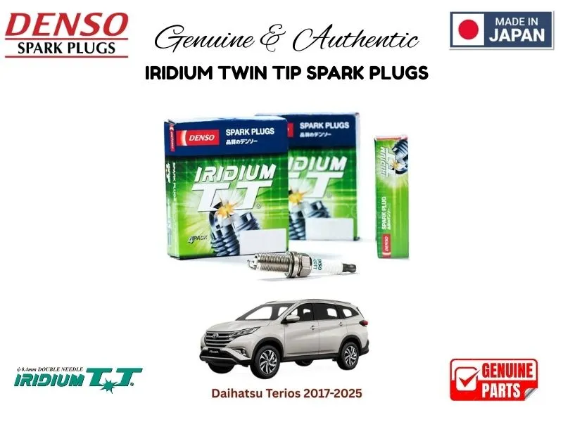 Daihatsu Terios 2017-2025 DENSO IRIDIUM TWIN TIP SPARK PLUGS 4 Pieces - MADE IN JAPAN Image-1