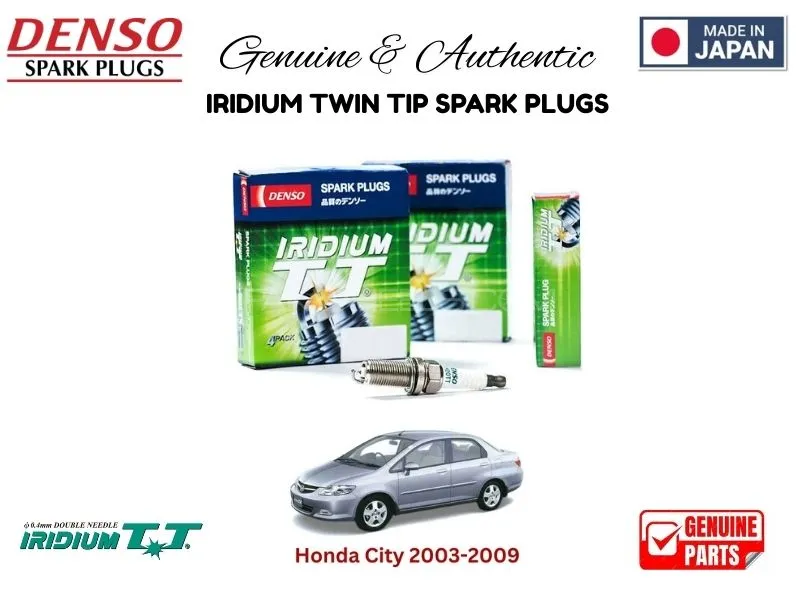 Honda City 2003-2009 DENSO IRIDIUM TWIN TIP SPARK PLUGS 4 Pieces - MADE IN JAPAN Image-1