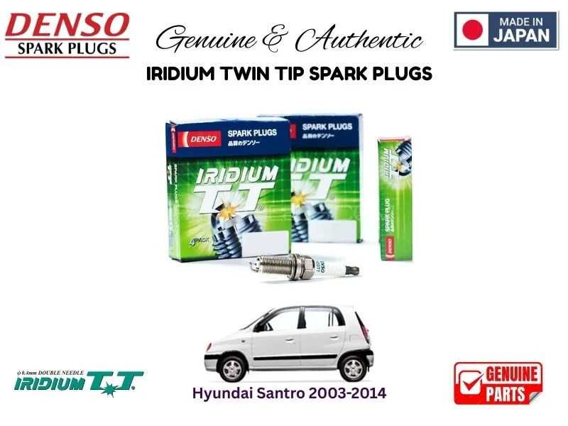 Hyundai Santro 2003-2014 DENSO IRIDIUM TWIN TIP SPARK PLUGS 4 Pieces - MADE IN JAPAN Image-1