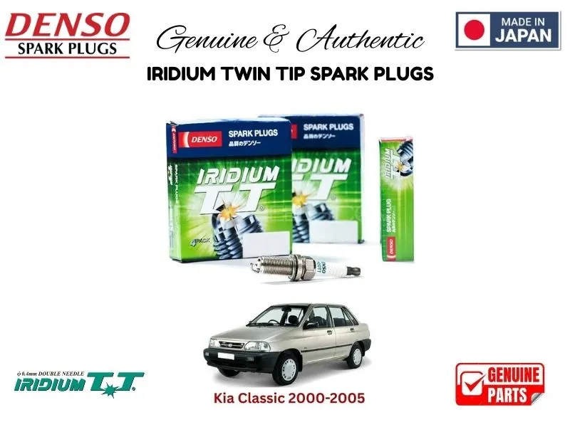 KIA Classic 2000-2005 DENSO IRIDIUM TWIN TIP SPARK PLUGS 4 Pieces - MADE IN JAPAN Image-1