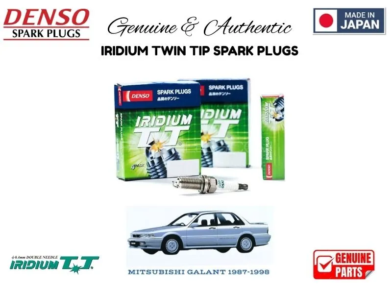 Mitsubishi Galant 1987-1998 DENSO IRIDIUM TWIN TIP SPARK PLUGS 4 Pieces - MADE IN JAPAN Image-1