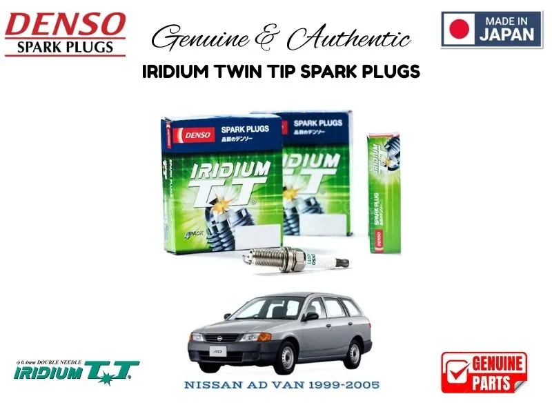 Nissan AD Van 1999-2005 DENSO IRIDIUM TWIN TIP SPARK PLUGS 4 Pieces - MADE IN JAPAN Image-1