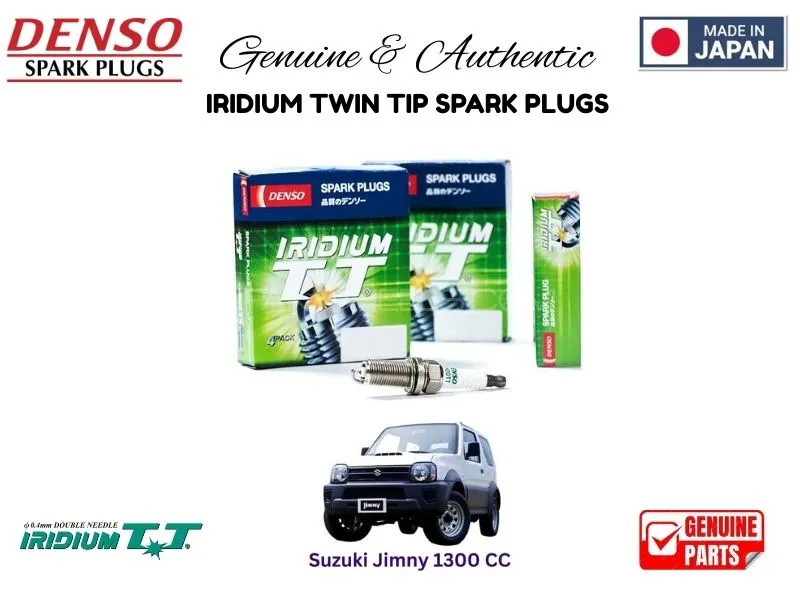 Suzuki Jimny 1300 cc DENSO IRIDIUM TWIN TIP SPARK PLUGS 4 Pieces - MADE IN JAPAN Image-1