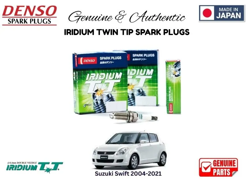 Suzuki Swift 2004-2021 DENSO IRIDIUM TWIN TIP SPARK PLUGS 4 Pieces - MADE IN JAPAN Image-1