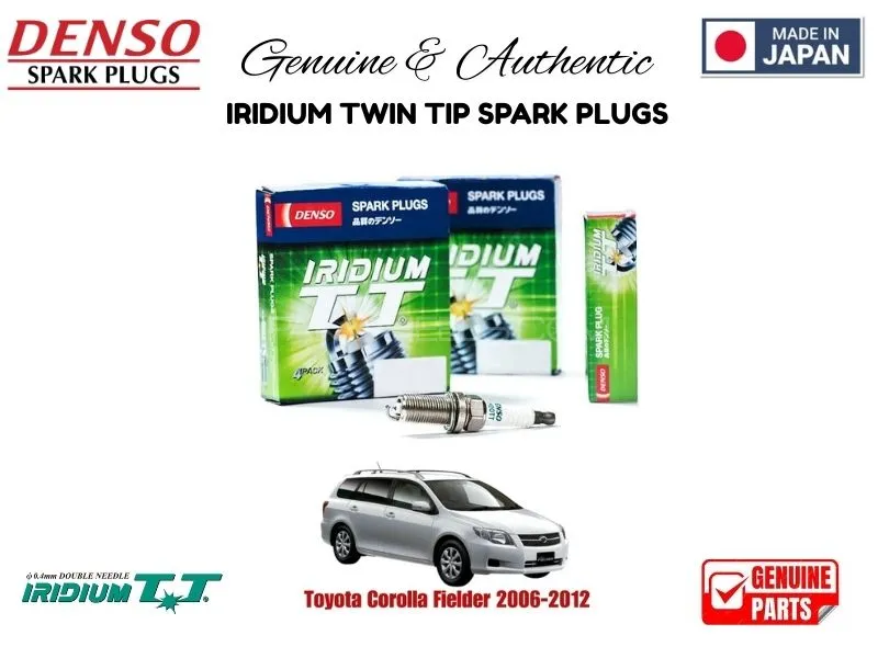 Toyota Corollla Fielder 2006-2012 DENSO IRIDIUM TWIN TIP SPARK PLUGS 4 Pieces - MADE IN JAPAN Image-1